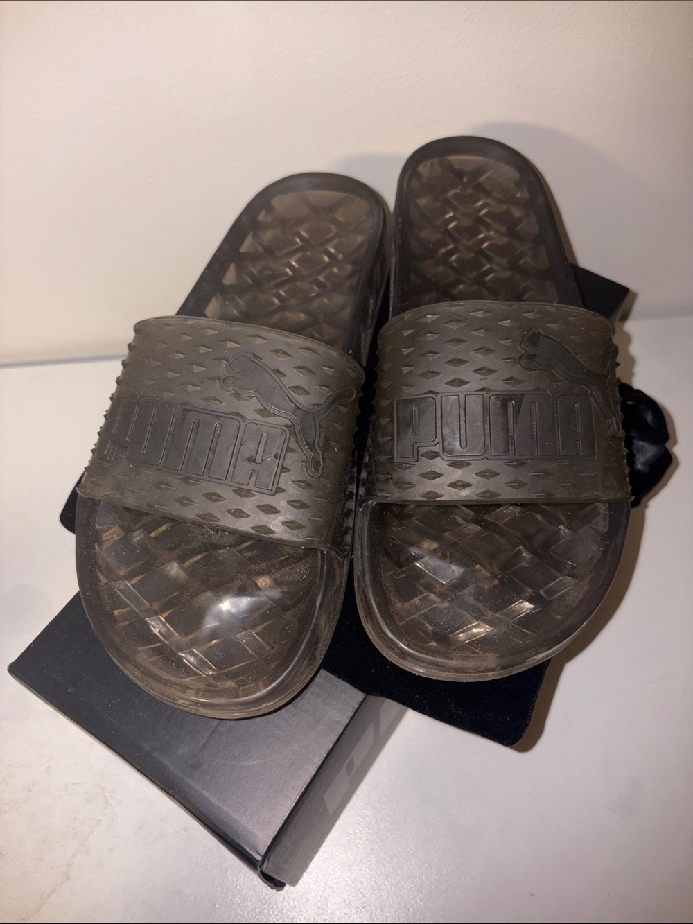 Fenty Puma Dark Gray/Black Logo Slide Sandals